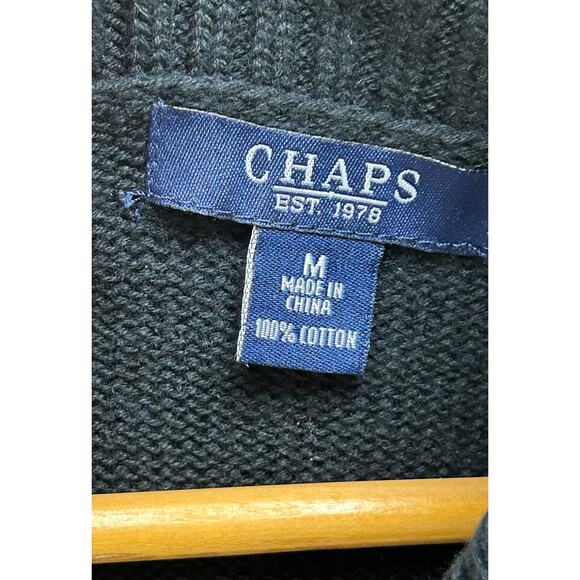 Chaps Black Shawl Collar Sweater‎ M Gold Accent Buttons - Picture 3 of 10